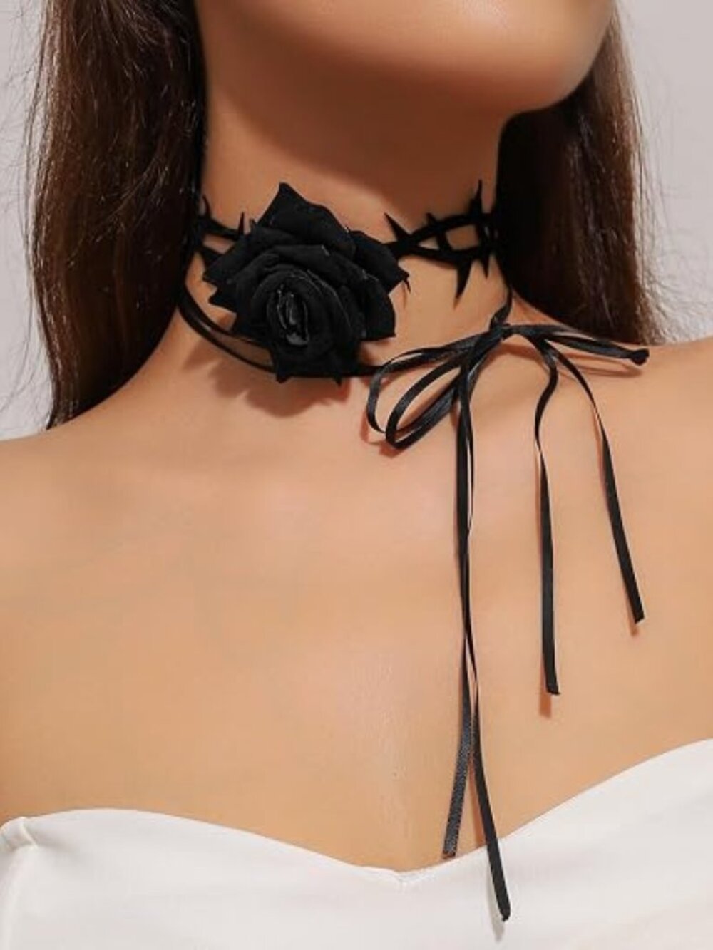 Nojess Black Rose Flower Choker Necklace for Women – Gothic Vintage Jewelry